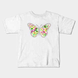 Floral Butterfly and Pearls Kids T-Shirt